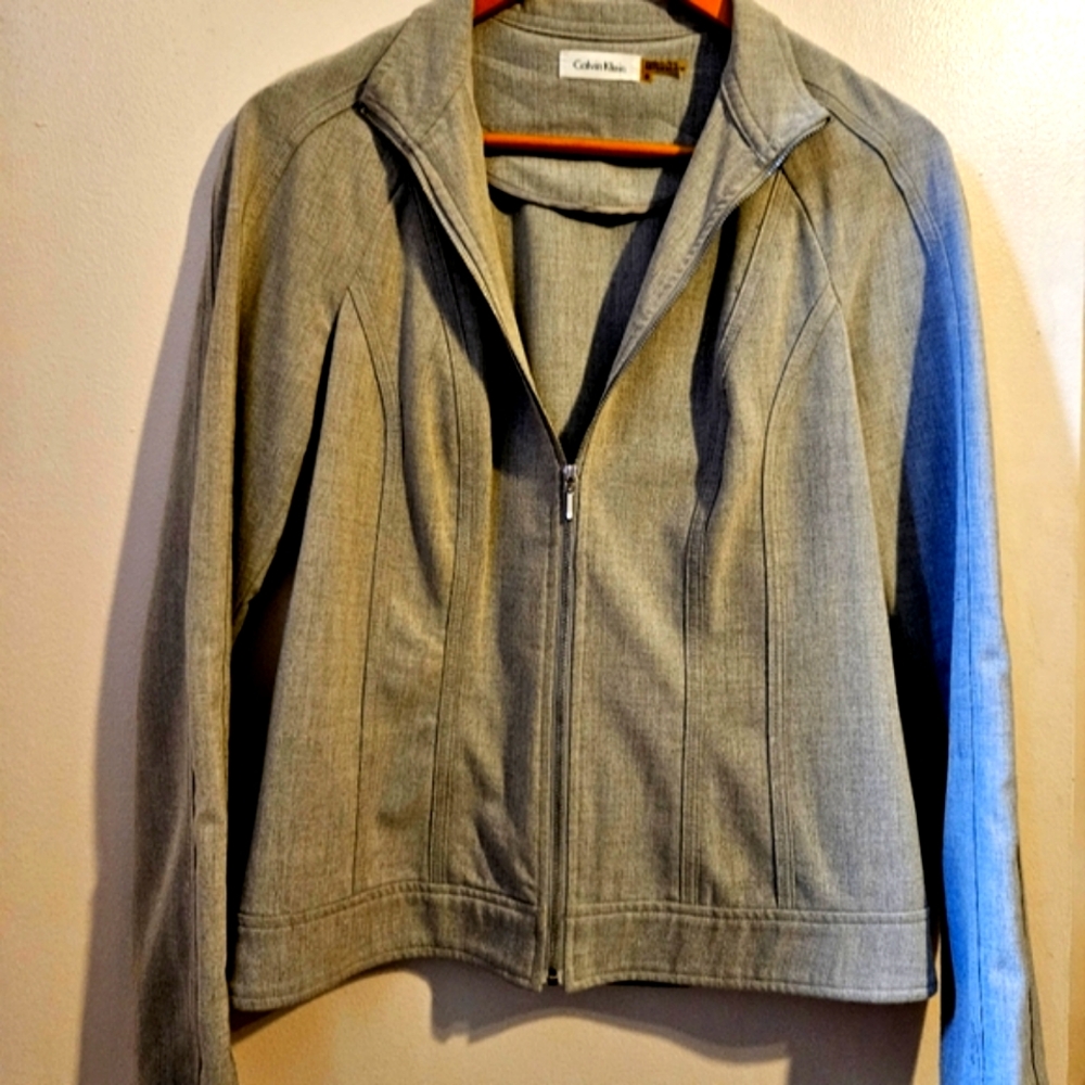 CALVIN KLEIN fitted blazer w zipper